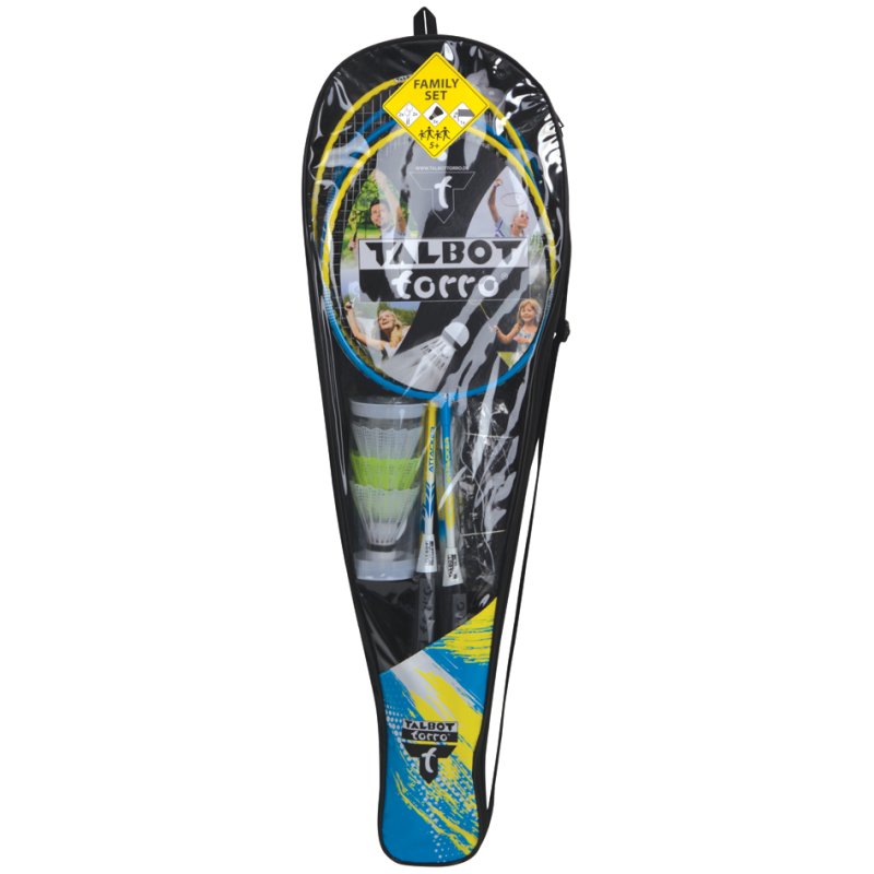 TALBOT torro badmintonset Gezin, 4 rackets, telescoopnet, draagtas