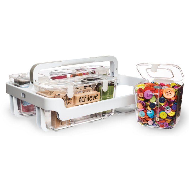 deflecto opbergorganizer stapelbaar, wit/transparant, 5 uitneembare boxen