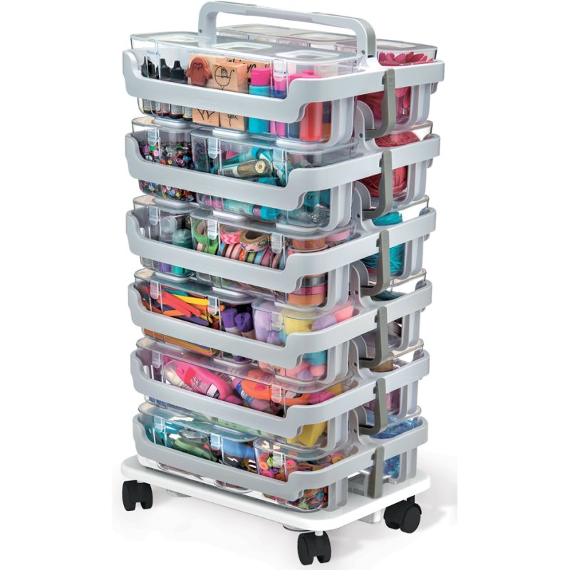deflecto opbergorganizer stapelbaar, wit/transparant, 5 uitneembare boxen