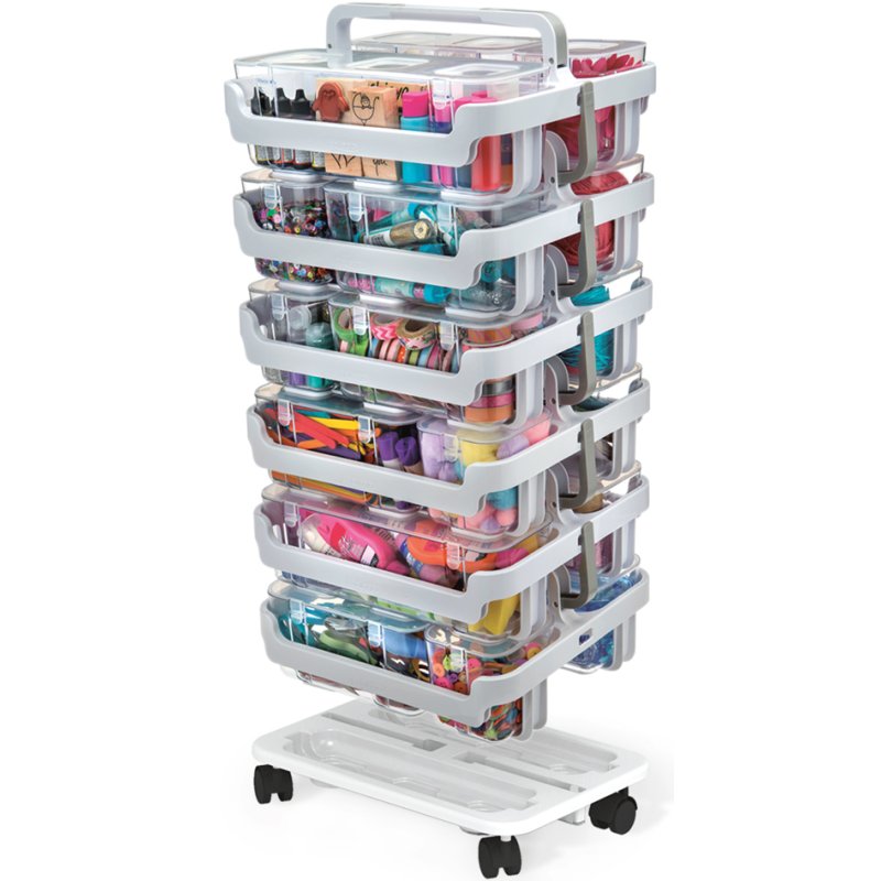 deflecto organiseur chariot roulant Stack 'N' Go, blanc, 406×280×83 mm