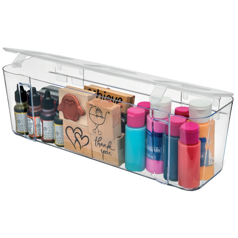 deflecto boîte de rangement pour Caddy Organizer, large, polystyrène transparent, 338 × 110 × 112 mm