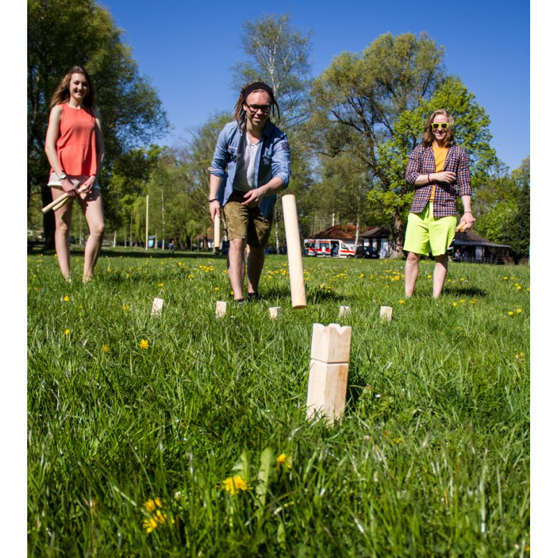 SCHILDKRÖT Kubb Viking game, pine wood, with carry bag