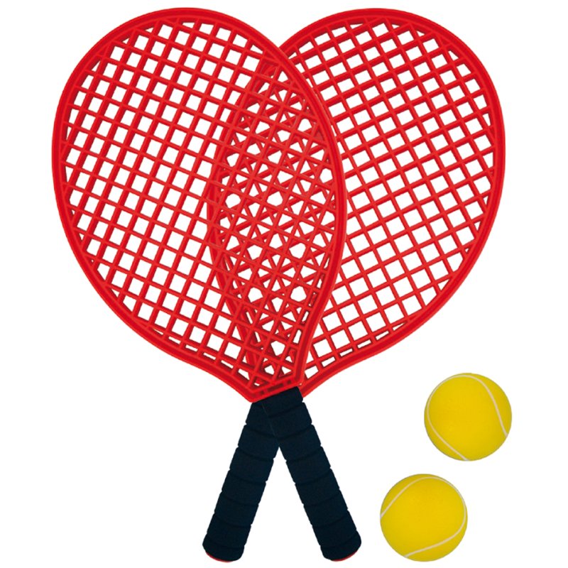 SCHILDKRÖT strandtennis set, 2 rackets kunststof, 2 gele schuimstofballen