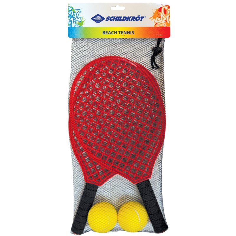SCHILDKRÖT set de tennis de plage, noir/rouge, 2 raquettes plastique, 2 balles mousse