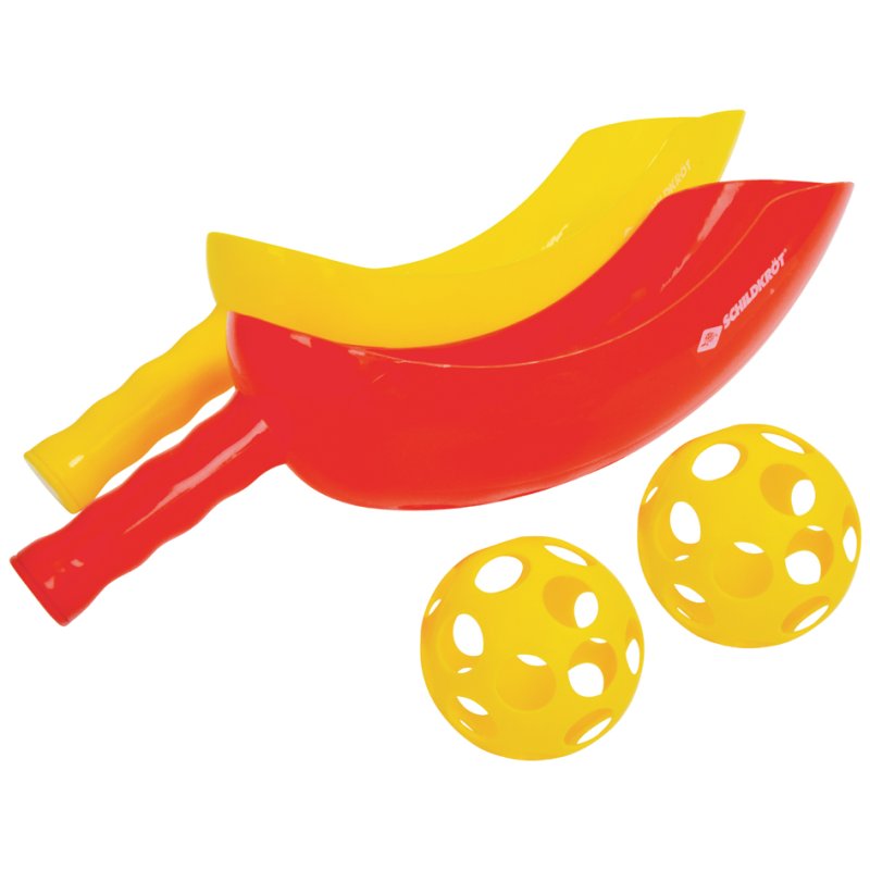 SCHILDKRÖT balle de rattrapage jaune/rouge, 2 raquettes 370 mm, 2 balles 80 mm