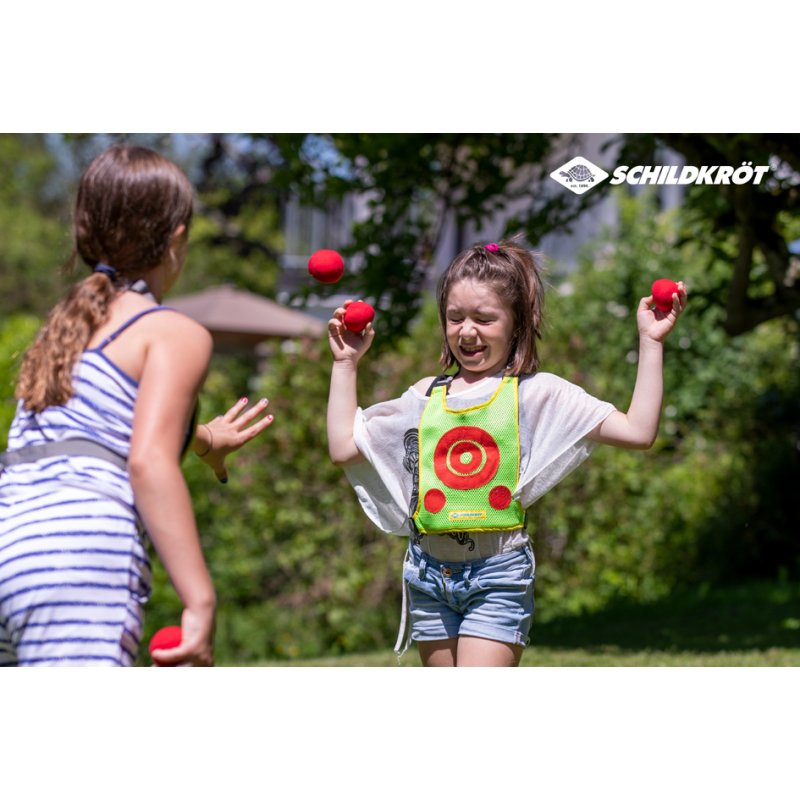 SCHILDKRÖT jeu de lancer et comptage des points Strike & Score Game, à partir de 4 ans, 2 gilets velcro, 6 balles velcro