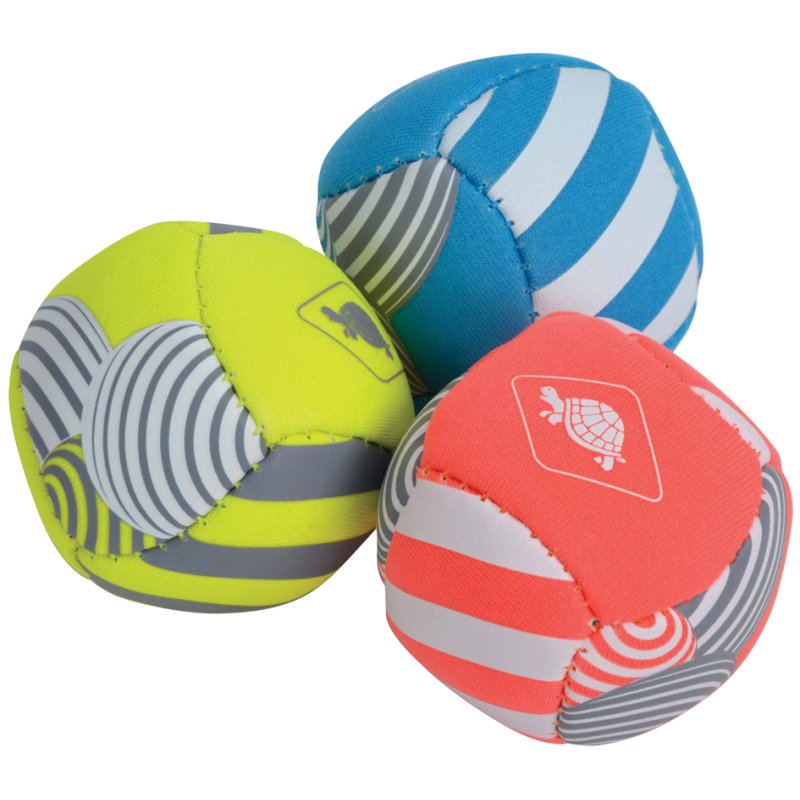 SCHILDKRÖT balles de jeu en néoprène, 50 mm, jaune/bleu/rouge, 3 pièces