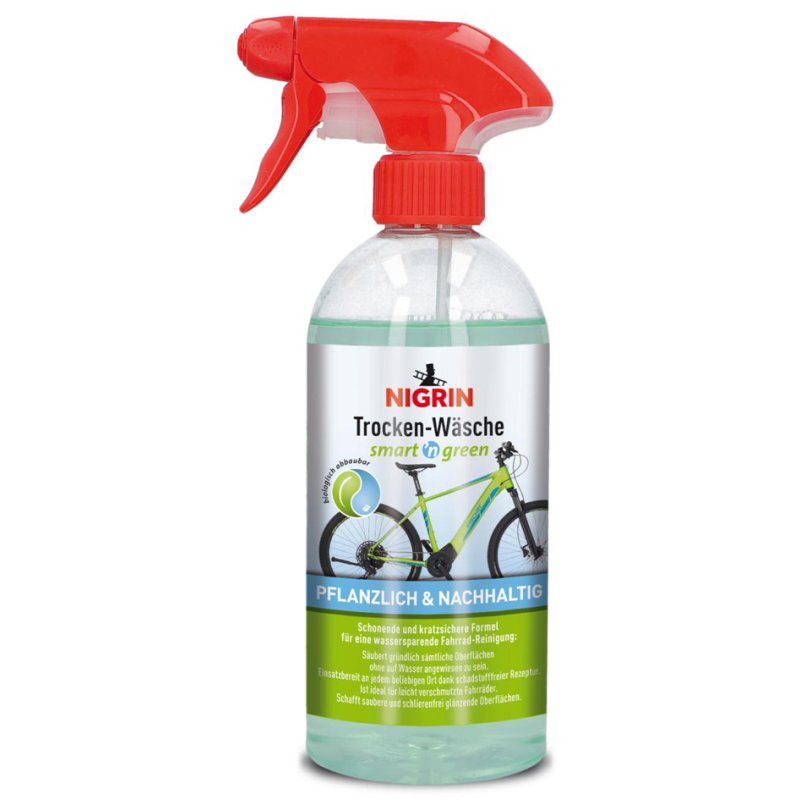 NIGRIN Smart'n Green shampoing sec vélo, 500 ml, à base végétale, biodégradable