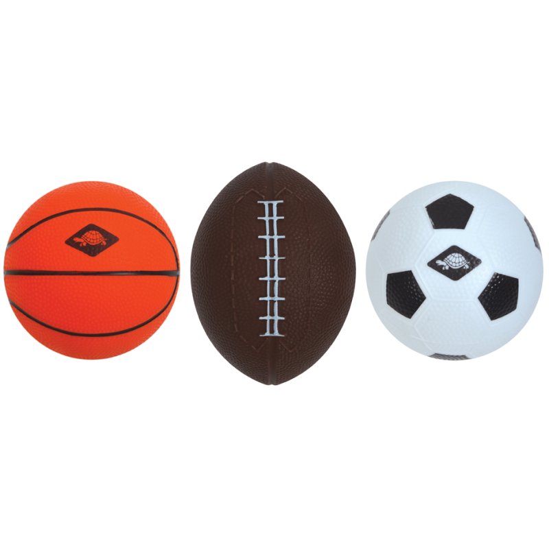 SCHILDKRÖT ensemble mini-balles 3-en-1, basketball/football/soccer, 110 mm, PVC