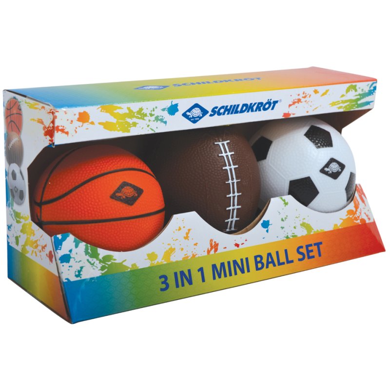 SCHILDKRÖT ensemble mini-balles 3-en-1, basketball/football/soccer, 110 mm, PVC