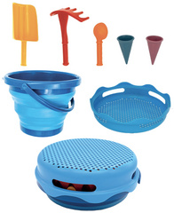 SCHILDKRÖT 7-in-1 zandspelset vouwemmer, blauw, opvouwbaar
