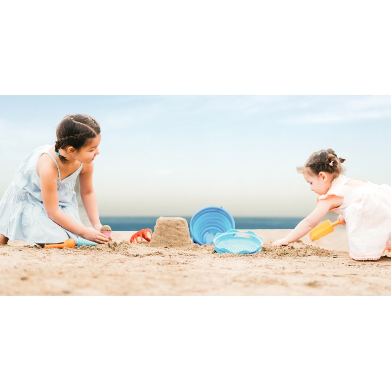SCHILDKRÖT Ensemble de seau de sable 7-en-1, rouge, pliable