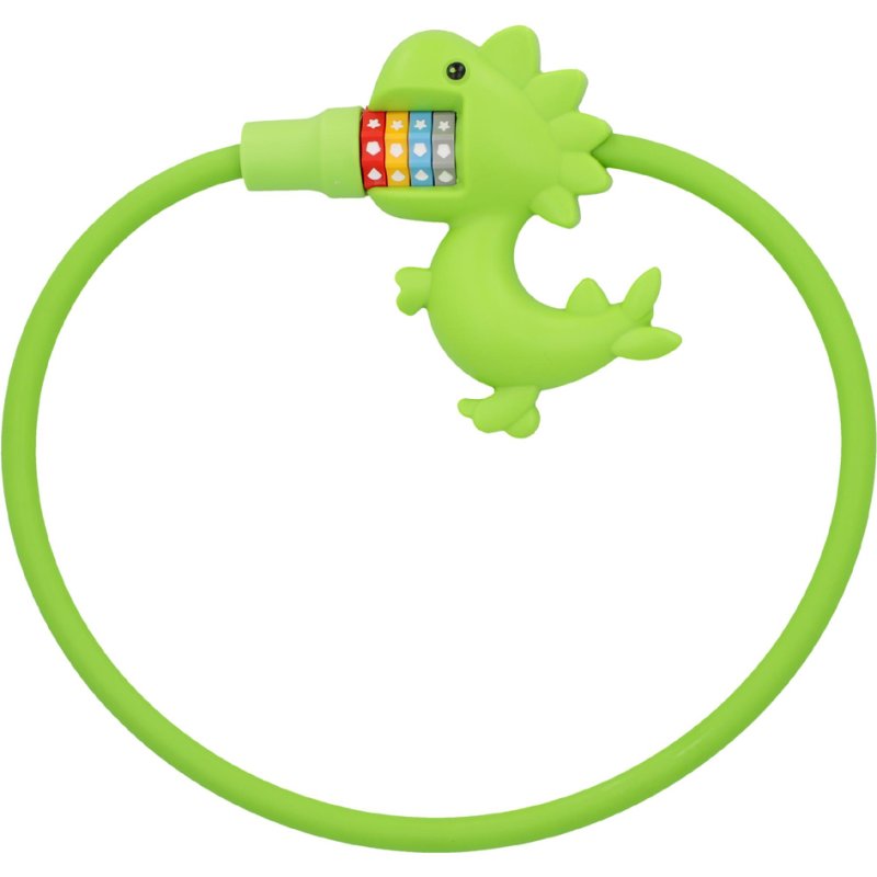 FISCHER cadenas câble dinosaure, vert, 60 cm, cadenas à combinaison 4 chiffres