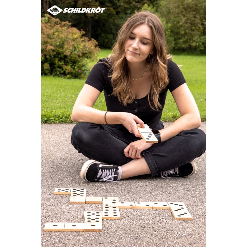 SCHILDKRÖT Jumbo domino set, 28 stones, 130×60×10 mm, natural wood