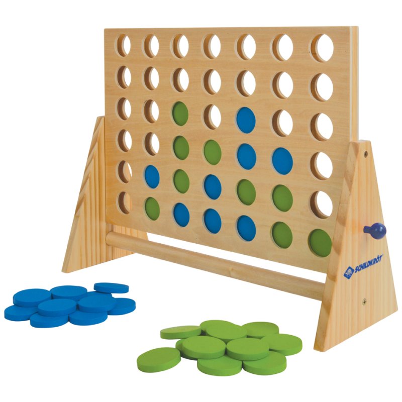 SCHILDKRÖT vier op een rij, hout, 42 chips blauw/groen