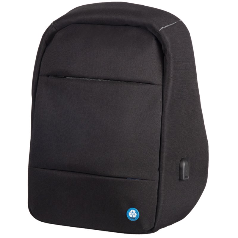 STOP sac à dos pour ordinateur portable SAFEPAK RPET ANTIGUA, port de charge USB, noir, 15,6 pouces