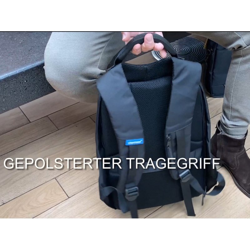 STOP sac à dos pour ordinateur portable SAFEPAK RPET ANTIGUA, port de charge USB, noir, 15,6 pouces