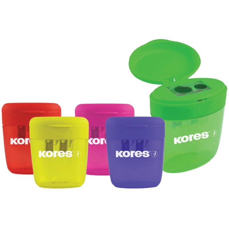 Kores taille-crayon DEPOSITO two, double, lame métallique, couleurs assorties
