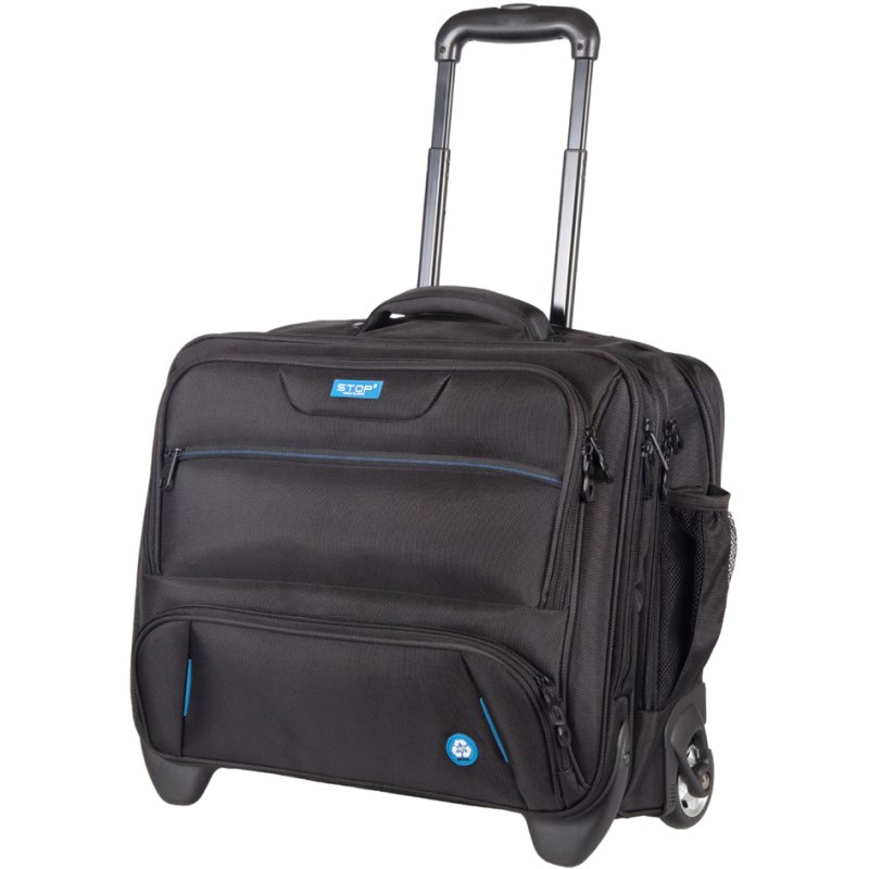 STOP Business laptop trolley RPET BORNEO, zwart, gerecycled PET, 17 inch