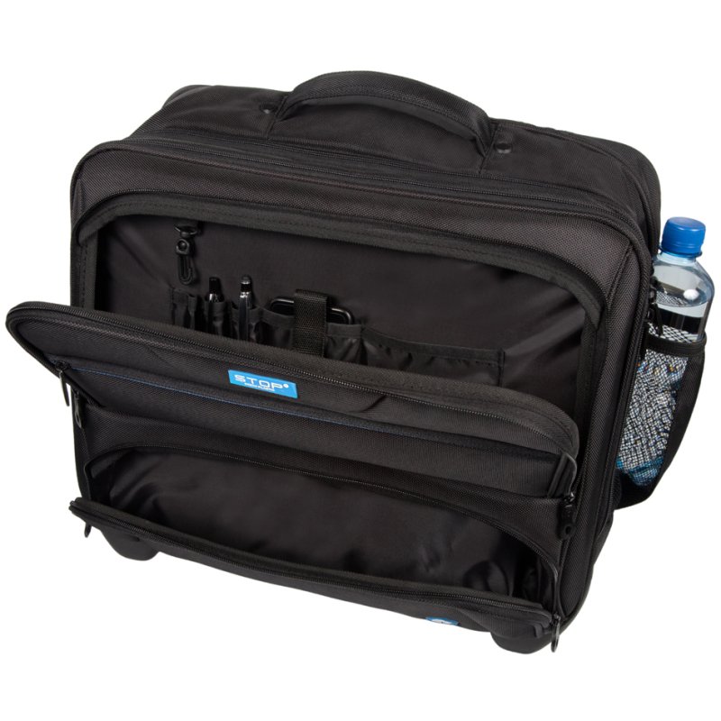 STOP Business laptop trolley RPET BORNEO, zwart, gerecycled PET, 17 inch