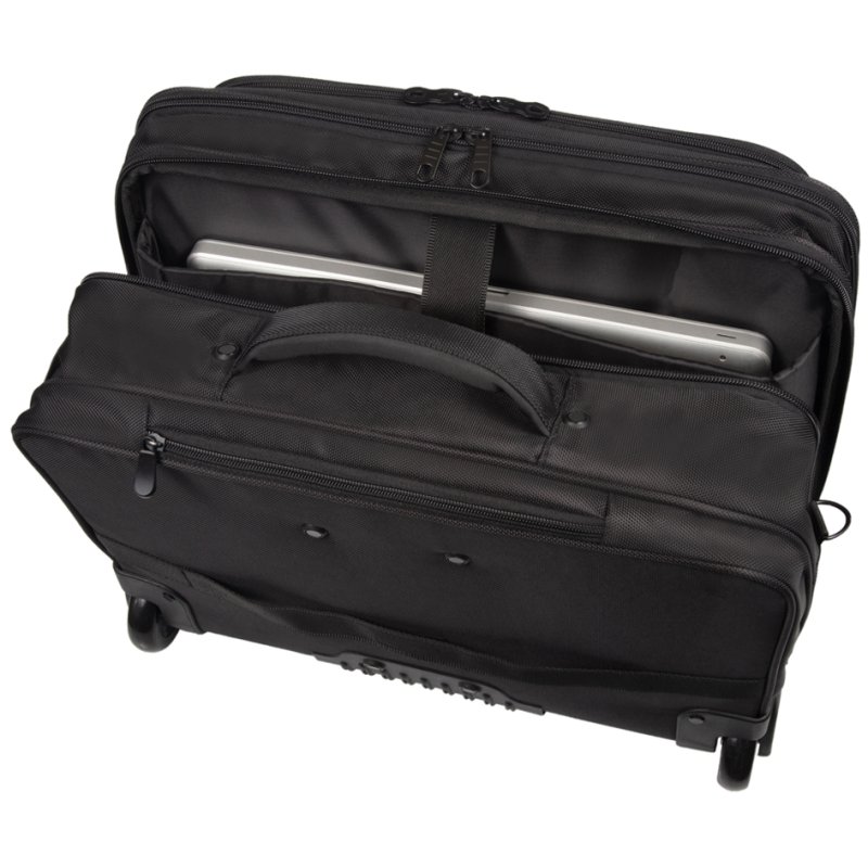 STOP Business laptop trolley RPET BORNEO, zwart, gerecycled PET, 17 inch