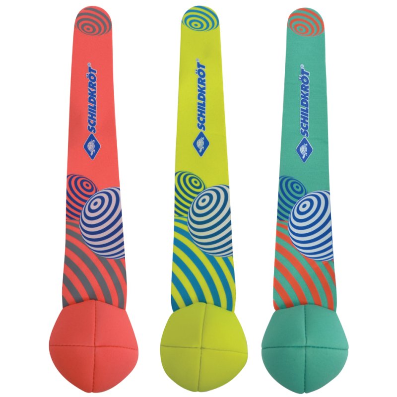SCHILDKRÖT balles de plongée en néoprène avec queue, rouge/jaune/vert, 3 pièces