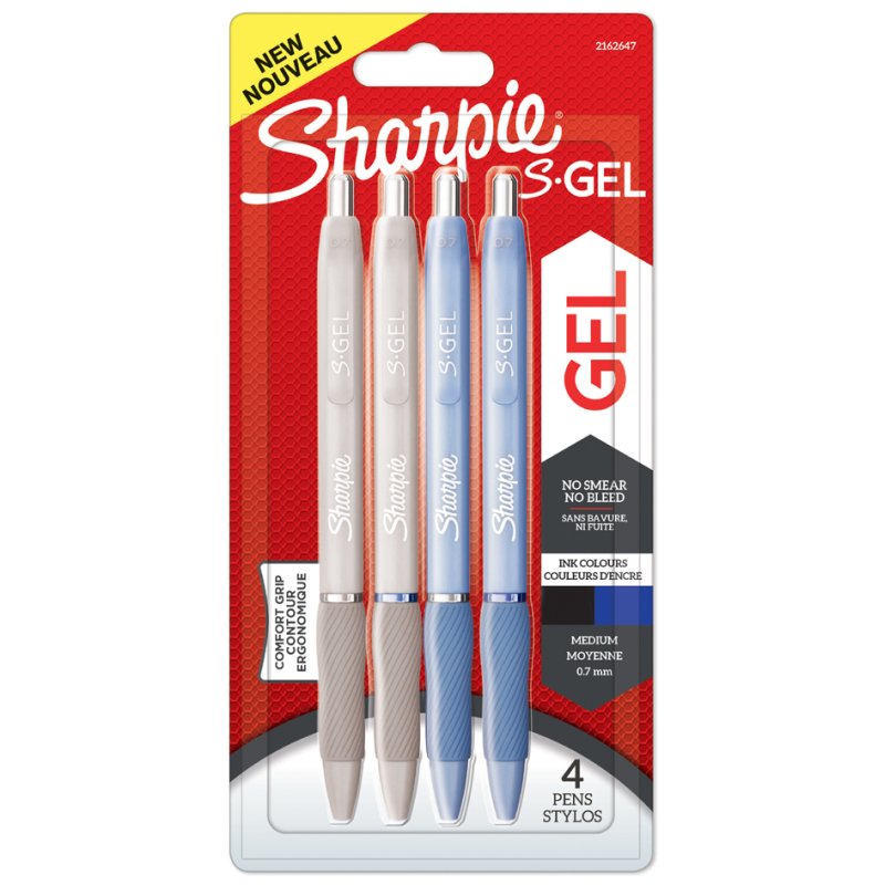Sharpie gelpennen S-GEL Fashion, 0,7 mm, blauw/wit, 4 stuks
