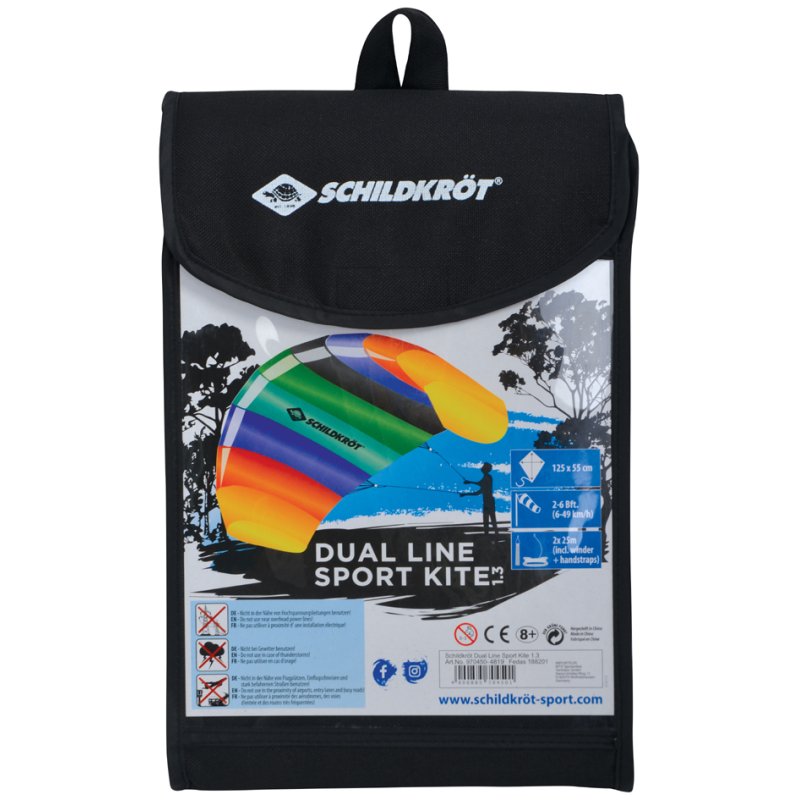 SCHILDKRÖT cerf-volant sport Dual Line 1.3, 1250×550 mm, 2×25 m de fil