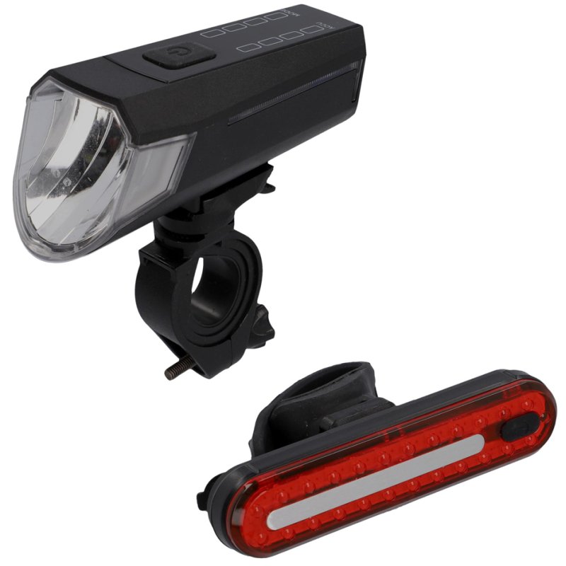 FISCHER éclairage vélo ensemble LED avec batterie, 80 lux, IP44 étanche aux éclaboussures