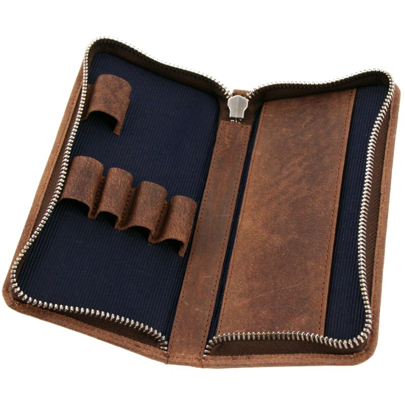 Alassio étui à stylos, pour 3 articles d'écriture, cuir hunter gris