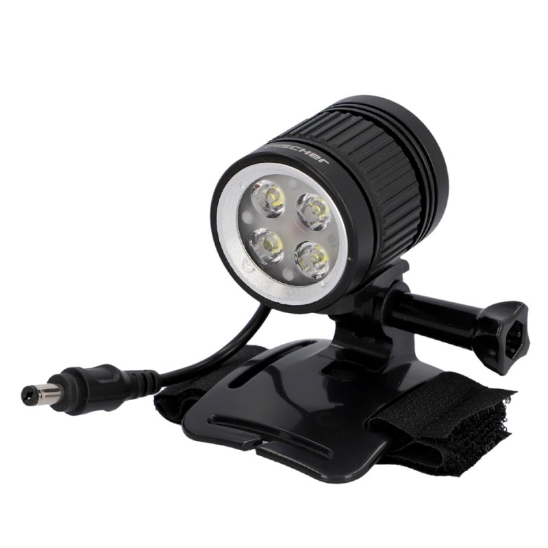 FISCHER battery-powered LED helmet light, 4 LEDs, rechargeable, splashproof