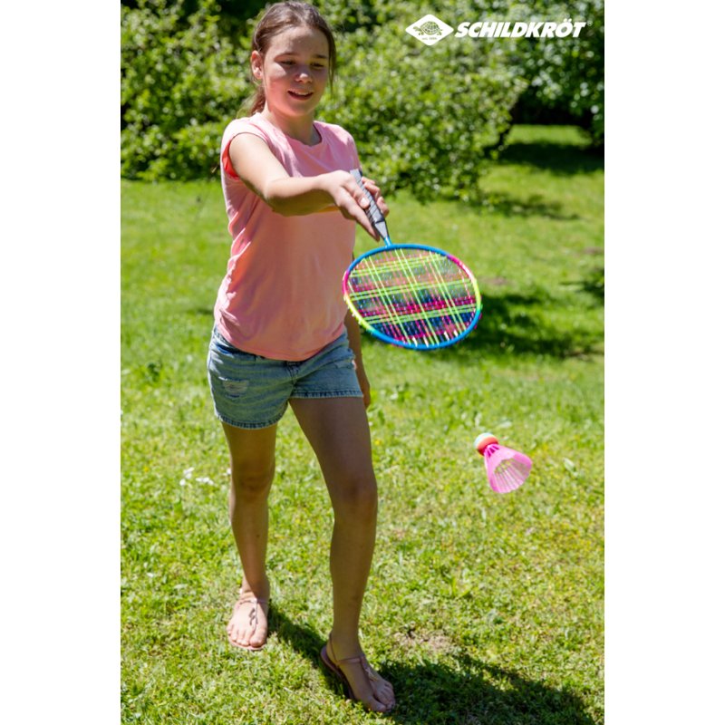 SCHILDKRÖT set de badminton enfant junior, 2 raquettes, 2 volants, 455 mm