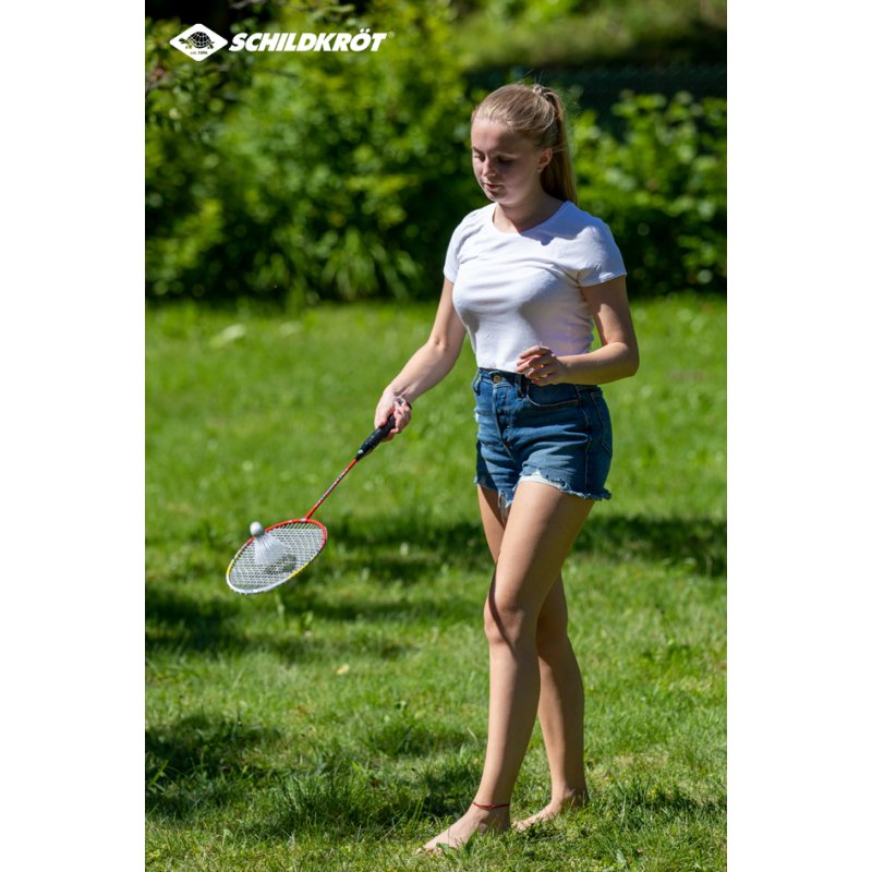 SCHILDKRÖT 2-Player badminton set, red/yellow, 2 rackets