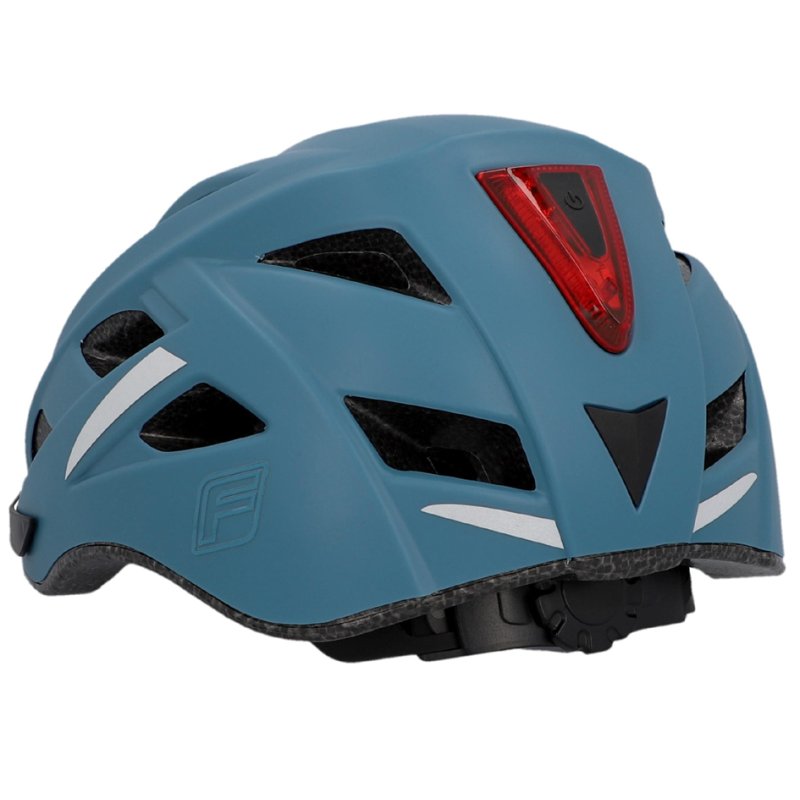 FISCHER casque de vélo Urban Plus Chicago, gris-bleu, taille S/M, feu arrière intégré