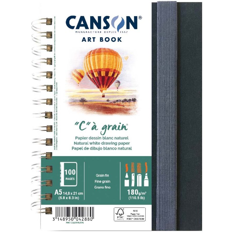 CANSON schetsboek ART BOOK hardcover, zwart, spiraal, 50 vel, 180 g/m²