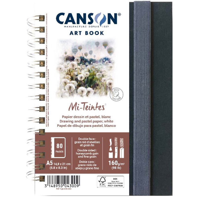 CANSON Mi-Teintes sketchbook, black, hardcover, 40 sheets, 160 g/m²