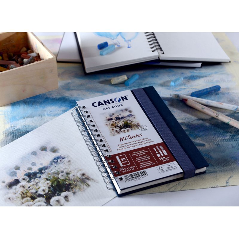 CANSON Mi-Teintes sketchbook, black, hardcover, 40 sheets, 160 g/m²