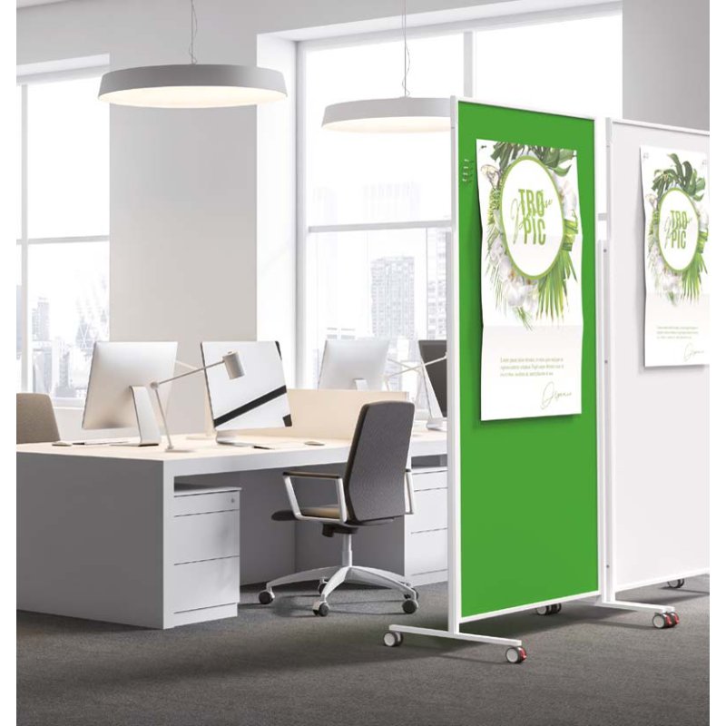 magnetoplan Tableau blanc Design Vario White Edition, blanc, recto-verso, 1000×1800 mm, roulettes