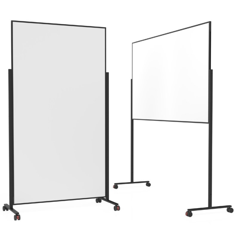 magnetoplan Design-Whiteboard Vario Black Edition, wit/zwart, dubbelzijdig, mobiel, 100×180 cm