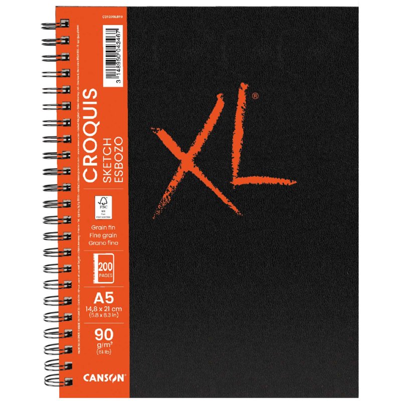 CANSON carnet de croquis XL Book Sketch A5, couverture rigide, 100 feuilles
