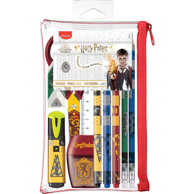 Boîte à crayons Maped Harry Potter Ados, remplie, transparente, 10 pièces