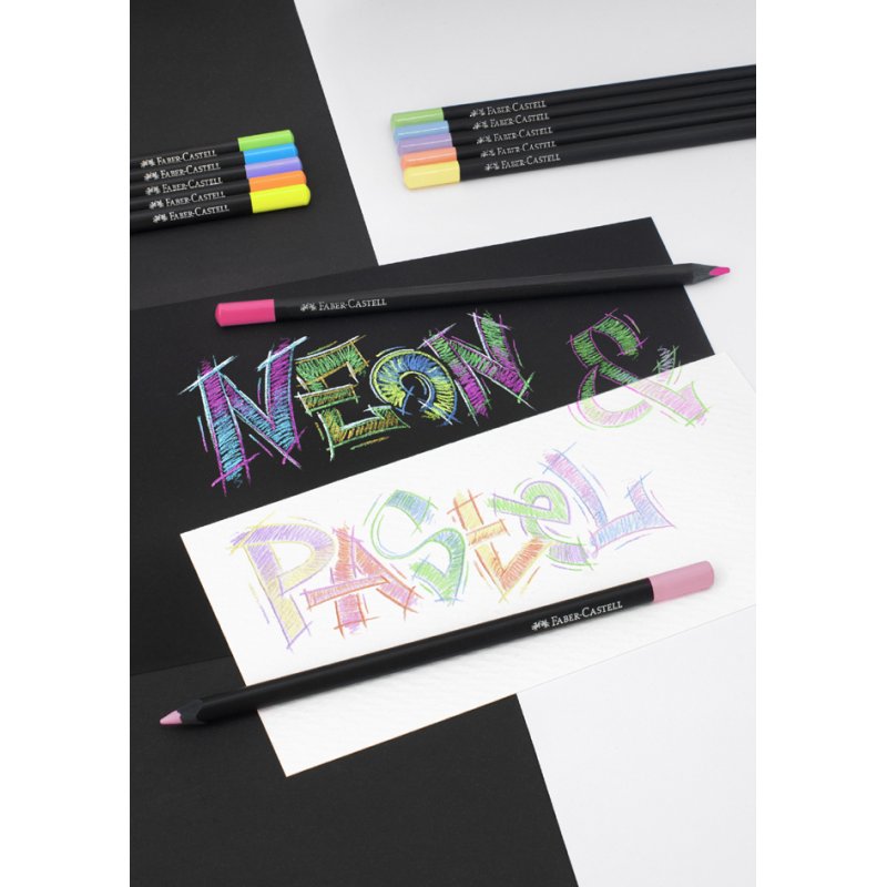 Faber-Castell crayons triangulaires Black Edition, néon & pastel, 12 pièces