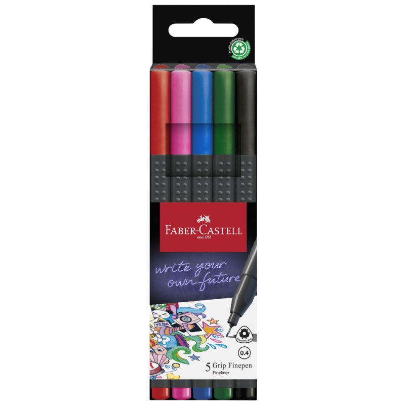 Faber-Castell fineliner GRIP FINEPEN, 0,4 mm, effaçable, 10 pièces