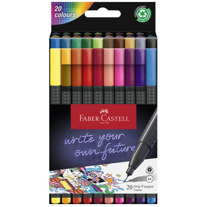 Faber-Castell fineliner GRIP FINEPEN, 0,4 mm, effaçable, 10 pièces