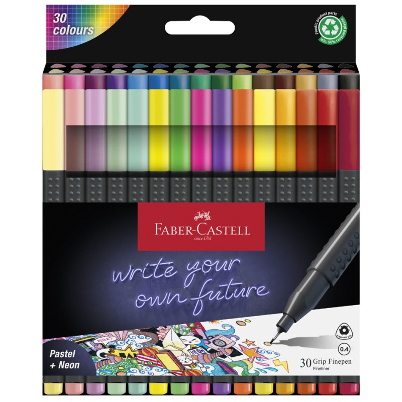 Faber-Castell fineliner GRIP FINEPEN, 0,4 mm, effaçable, 10 pièces