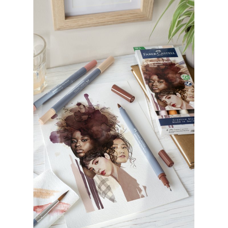 Faber-Castell Goldfaber watercolour pencils, dual tip, portrait series, 6 pieces