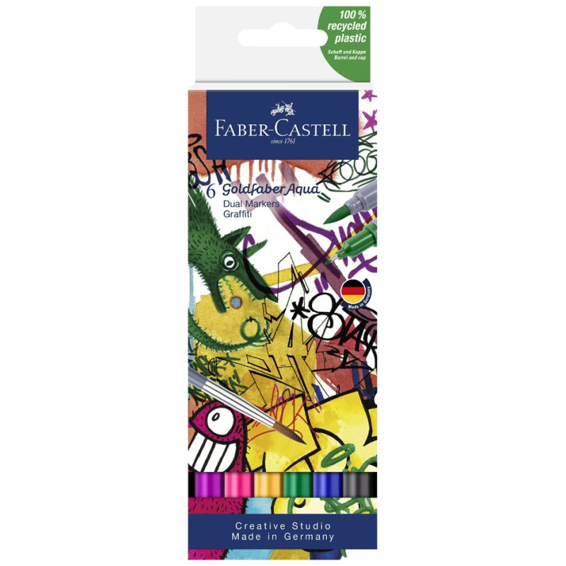 Faber-Castell marqueurs aquarelle GOLDFABER, graffiti, étui 6 pièces