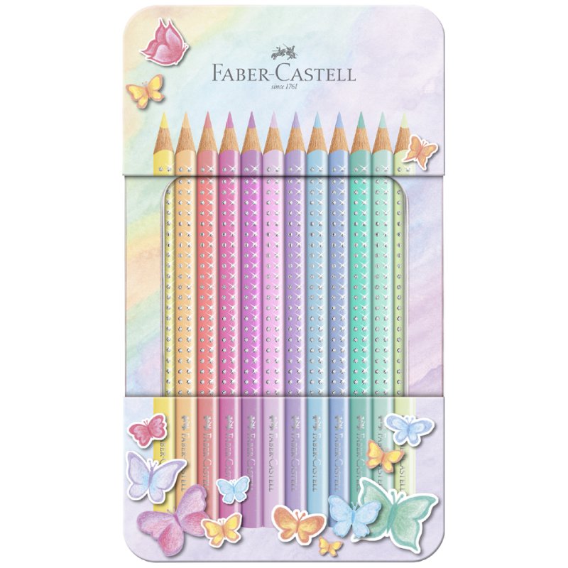 Faber-Castell crayons de couleur Sparkle Pastell, triangulaires, effet paillettes, 12 pièces