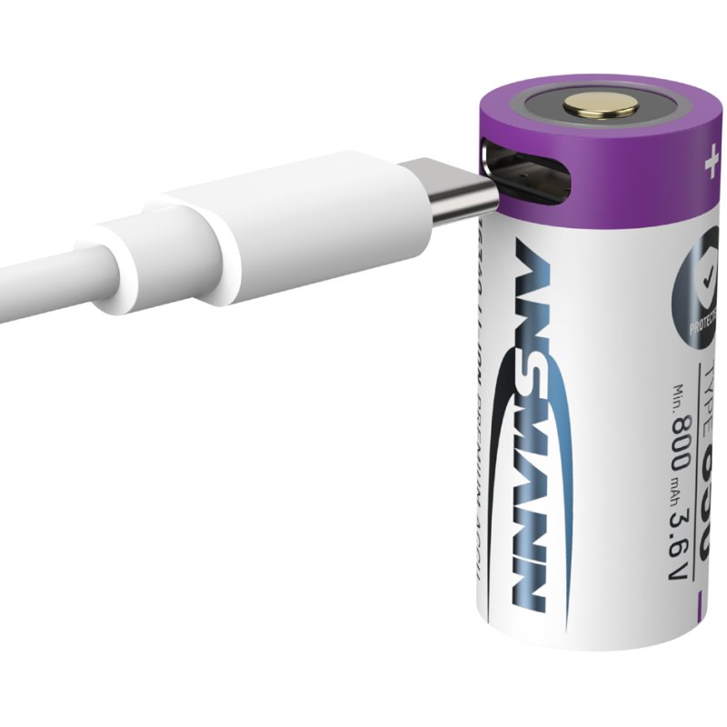 ANSMANN Li-Ion accu 16340, USB-C aansluiting, 850 mAh, 3,6 V