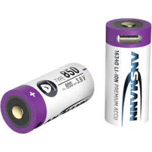 ANSMANN Li-Ion accu 16340, USB-C aansluiting, 850 mAh, 3,6 V